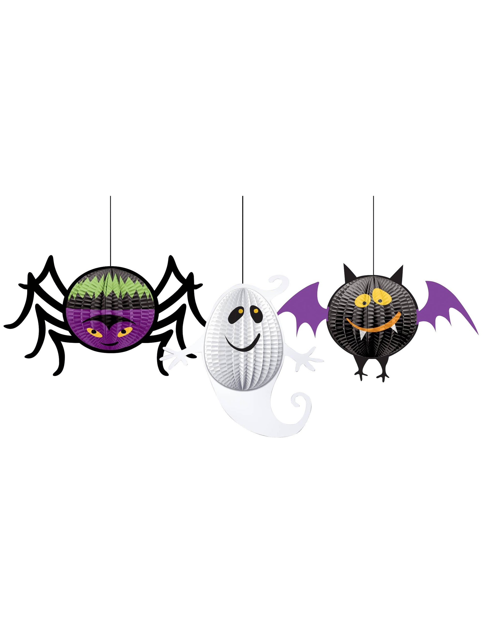 Decorațiuni 3D de suspendat Halloween cu păianjen, fantomă și lilieci multicolori