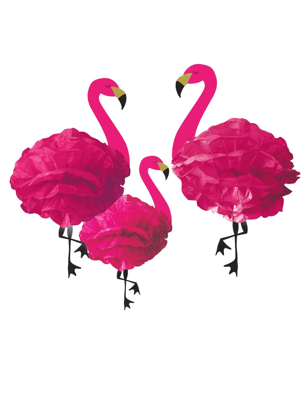 3 decorațiuni de agățat din hârtie cu flamingo roz temă tropicală roz fuchsia