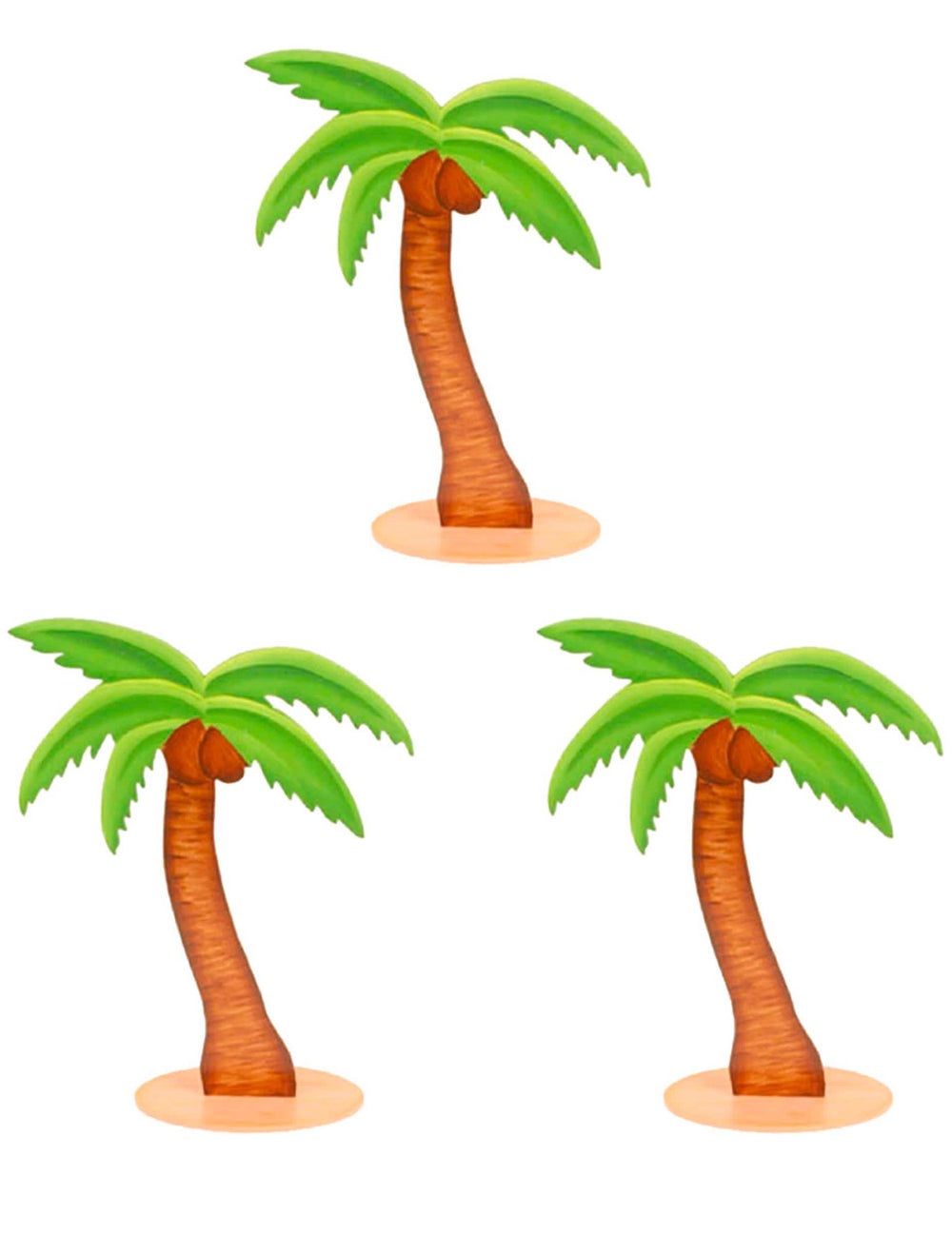 3 decorațiuni din lemn cu palmieri pentru petrecere hawaiană maro și verde