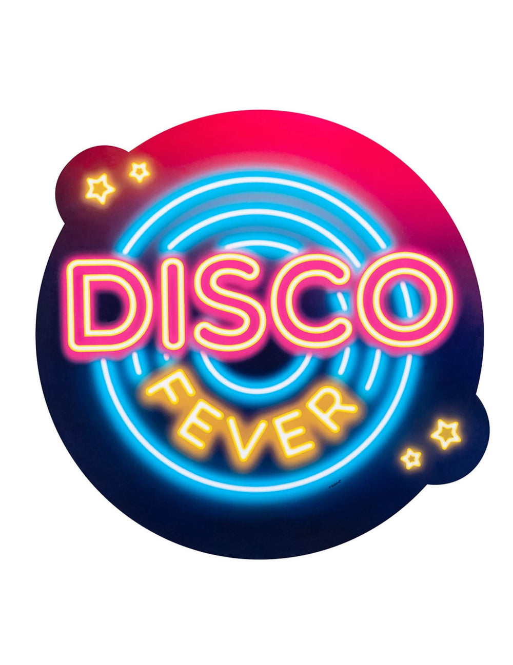 Detaliu al panoului neon disco Fever al decorațiunilor din carton disco fever