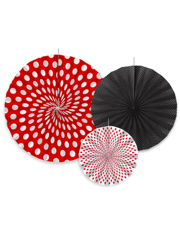 3 rozete decorative din carton cu buline, mărimile 23, 32 și 40 cm a atârna