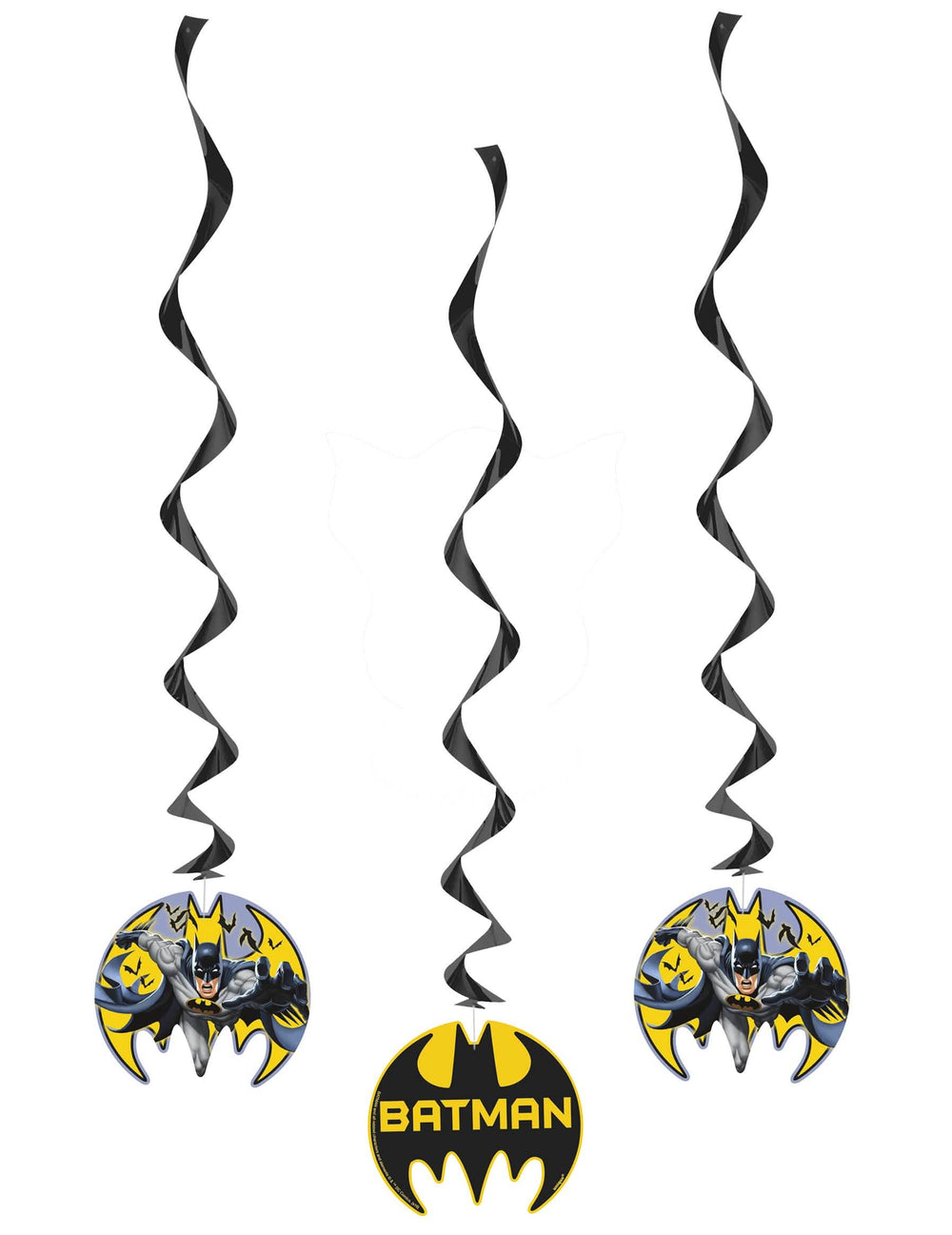 Decorațiuni spiralate de agățat Batman negre și galbene cu medaloane
