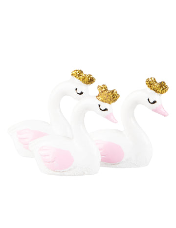 3 figurine din rășină de lebădă roz și aurie 3.8 cm pentru petrecerea de baby shower