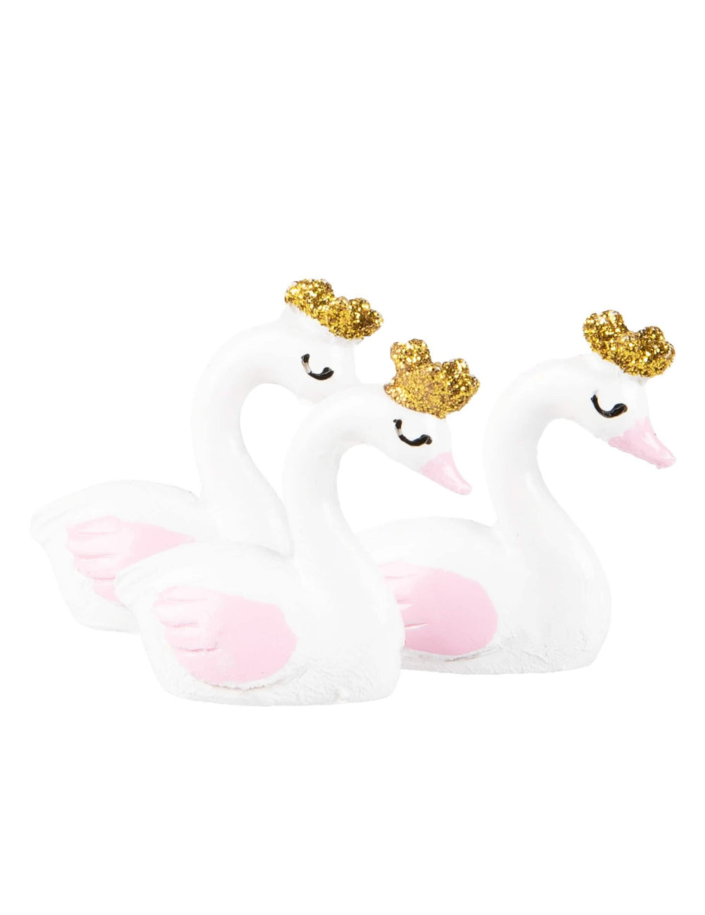 Figurine din rășină cu lebădă pentru baby shower roz și auriu