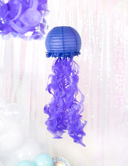 3 felinare de hârtie, meduze, vise cu sirene, 24 cm albastru violet verde