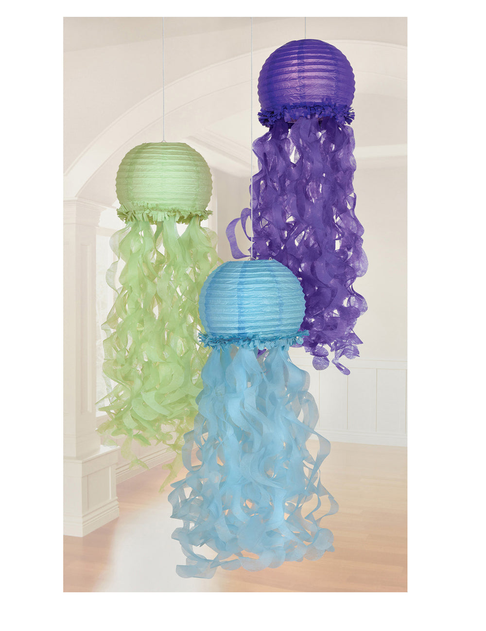 Lanternes en papier méduses rêves de sirène bleu violet vert