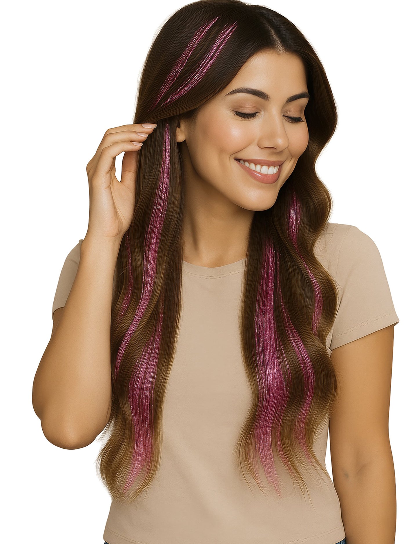 3 fire roz strălucitoare 50 cm