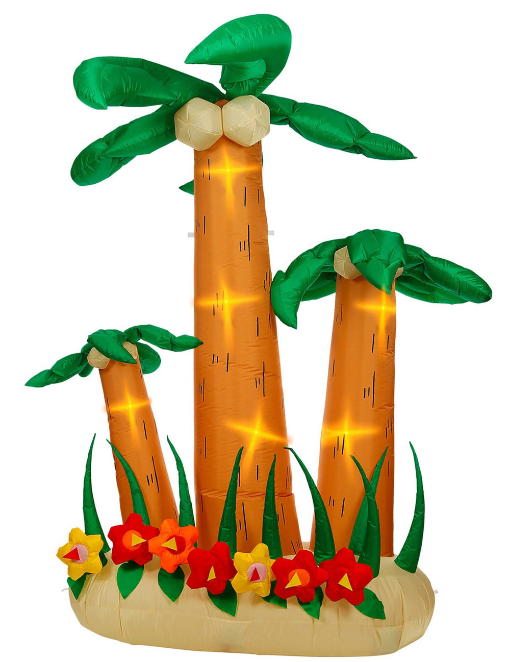 Detaliu al iluminării interioare a celor 3 palmieri uriași gonflabile luminoși pentru decorare