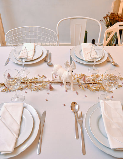 3 brazi artificiali mici de Crăciun, cu sclipici auriu-roz, 5,5 x 2,5 cm