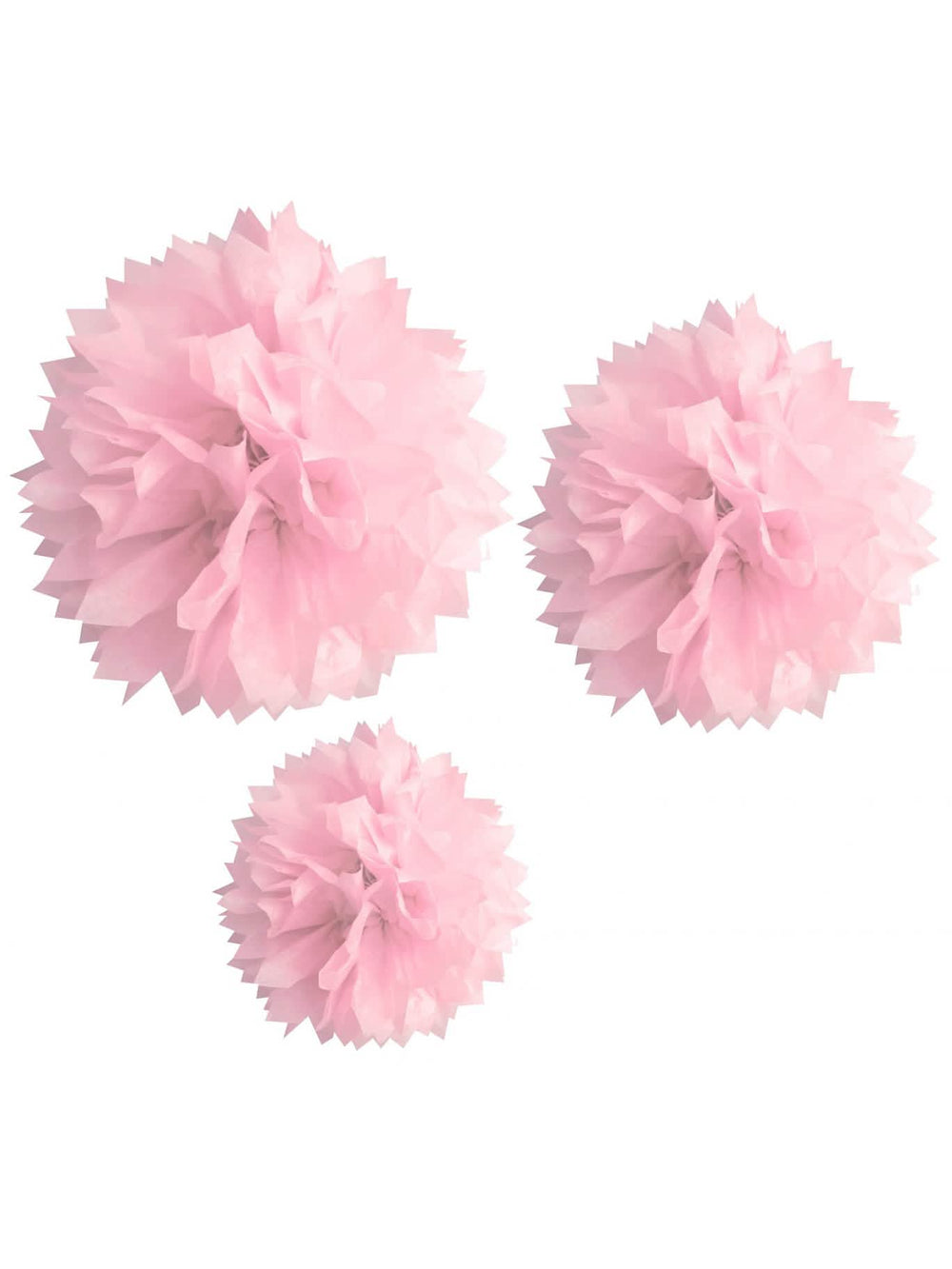 Pampoane din hârtie pentru decor roz set de 3