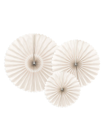 3 rozete decorative din hârtie bej pentru nunți