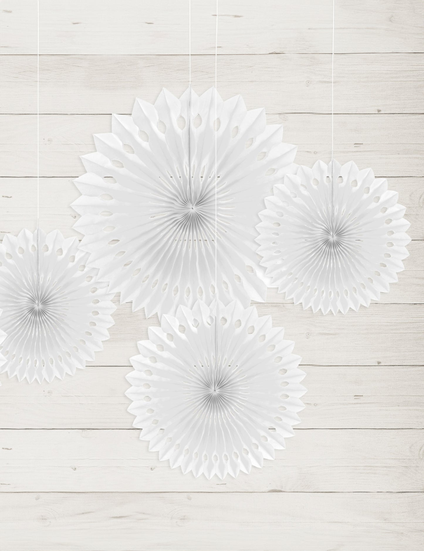 Rosaces éventails en papier pour décoration blanc
