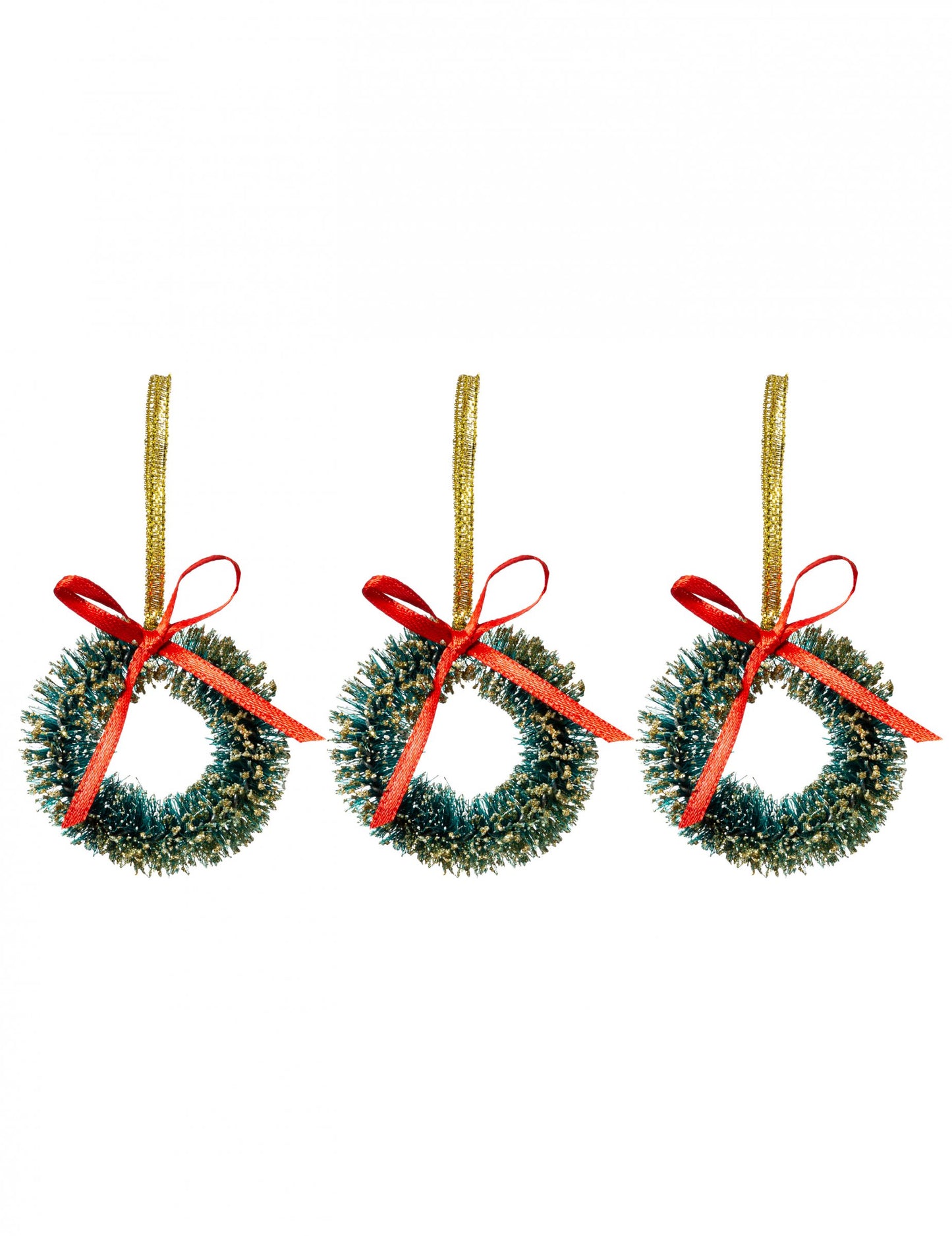 3 aranjamente pentru coroane de Crăciun 5 cm cu fundă roșie