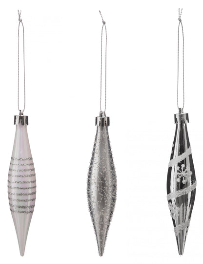 3 decorațiuni suspendate în formă de cub de gheață argintii 15 cm 