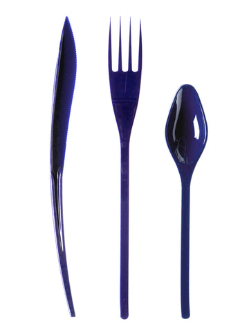 Couverts en plastique Premium pour fête bleu marine