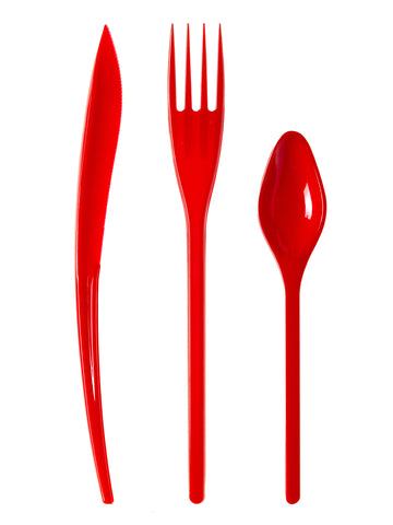 Couverts en plastique Premium pour fête rouge