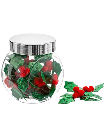 30 de decorațiuni mici de frunze holly 4 x 5 cm
