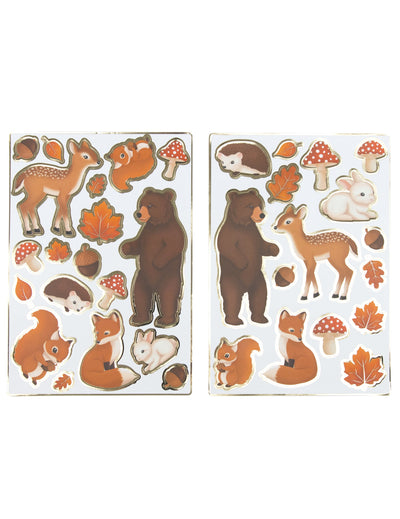 Stickers woodland animaux des bois pour décoration forêt avec bordures dorées