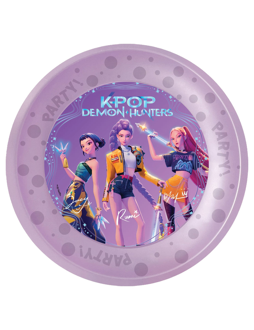 Assiettes réutilisables en plastique K-pop Demon Hunters pour fête violettes