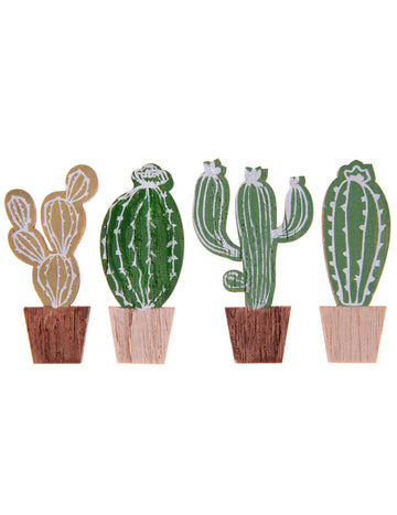 4 decorațiuni din lemn de cactus, 3 x 5,5 cm Tema Mexicului