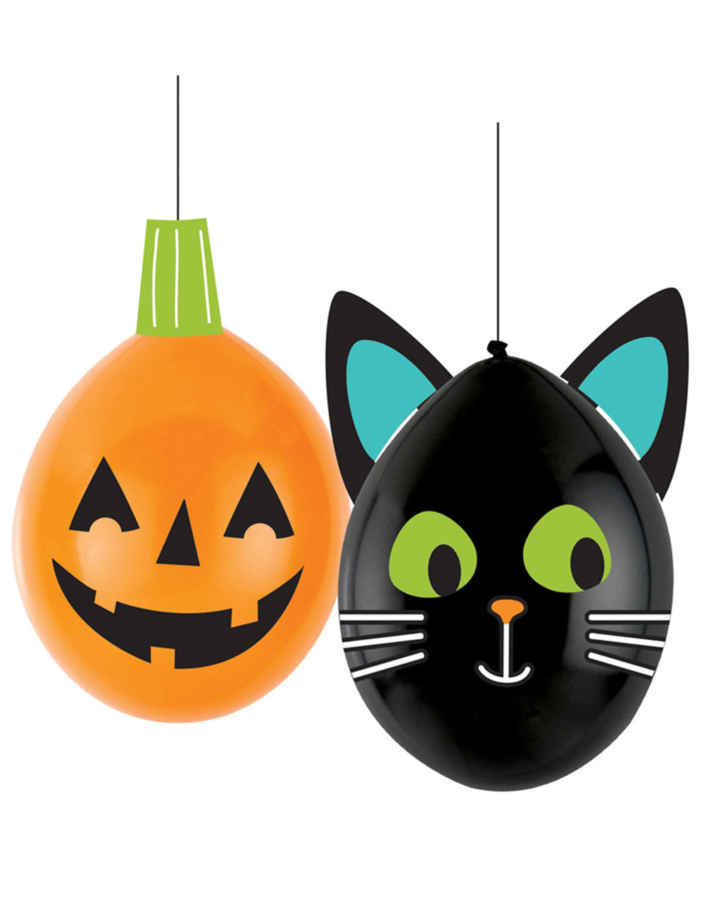 Ballons latex DIY Halloween Friends pour fête orange et noir motif citrouille et chat