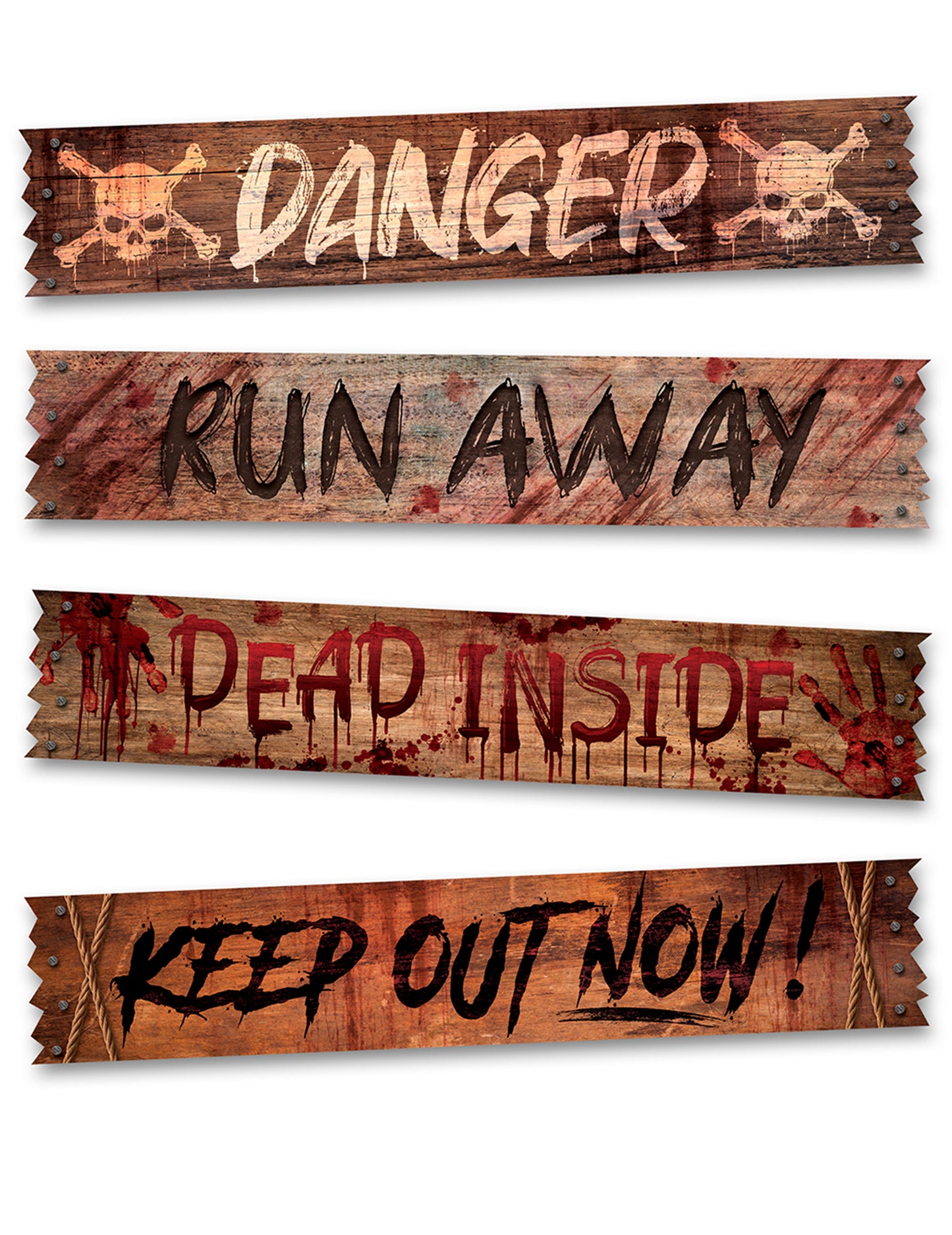 4 bannere Zombie Zone 70 x 13 cm