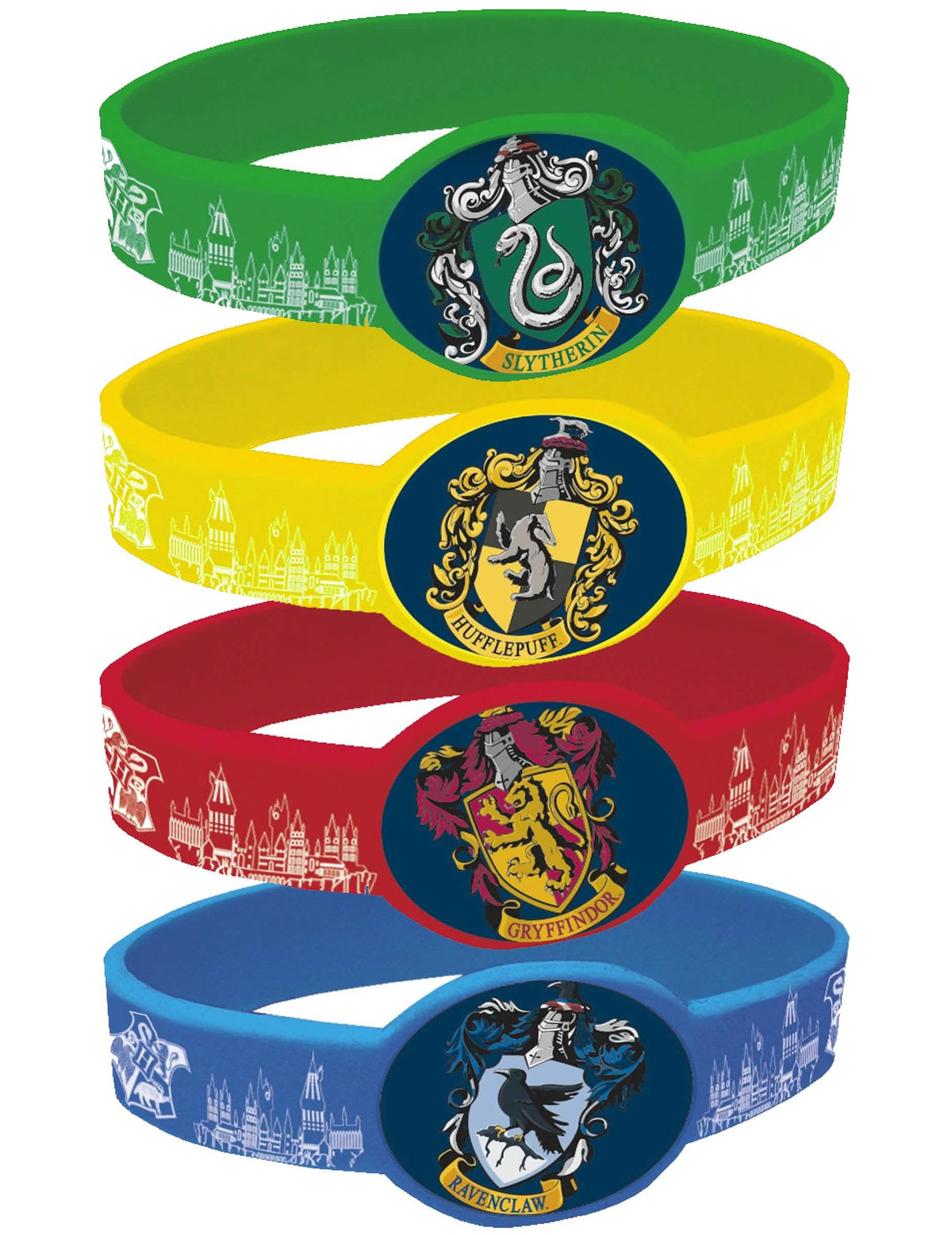 Brățări elastice Harry Potter pentru copil multicolore cu blazoane de la Hogwarts