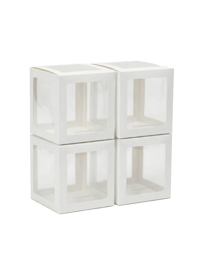 Cubes à ballons pour décoration personnalisable blancs et transparents