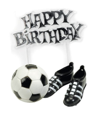 Décorations pour gâteau football pour anniversaire noir et blanc avec ballon et chaussures