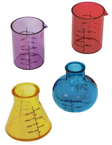4 pahare de laborator false multicolore de 6 cm