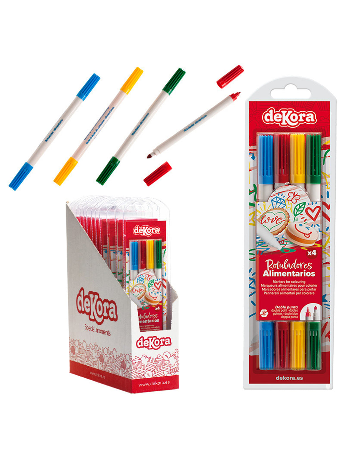 4 markere comestibile de diferite culori pentru copt