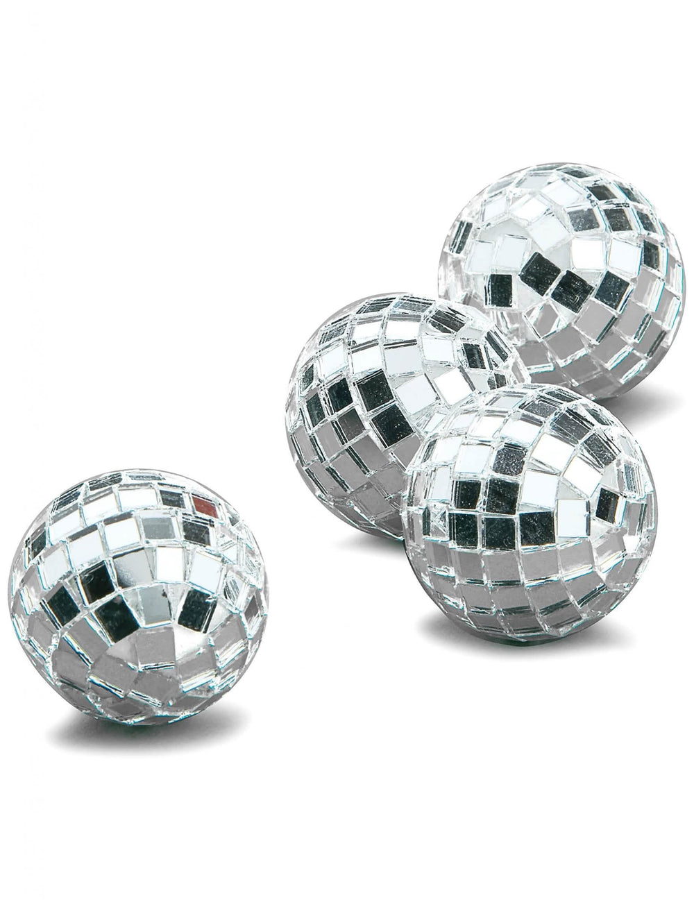 Mini bile disco cu oglinzi pentru decor, argintii, set de 4
