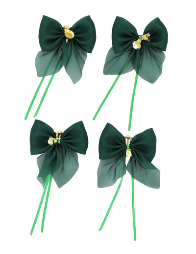 4 funde cu clopoței verde închis și auriu 9 x 10 cm