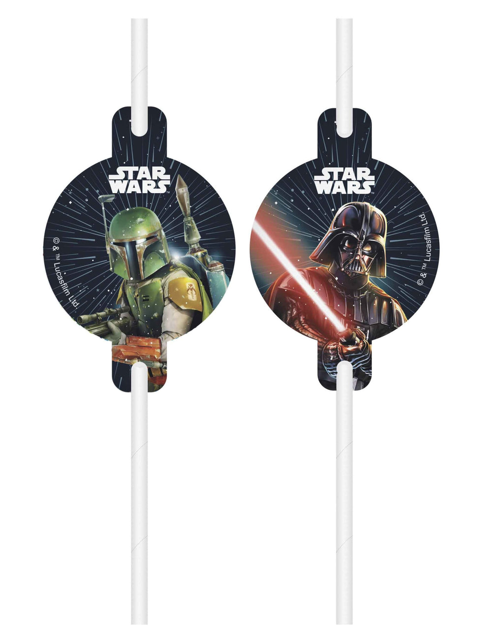 Pailles médaillon Star Wars Galaxy pour enfant avec Boba Fett et Dark Vador