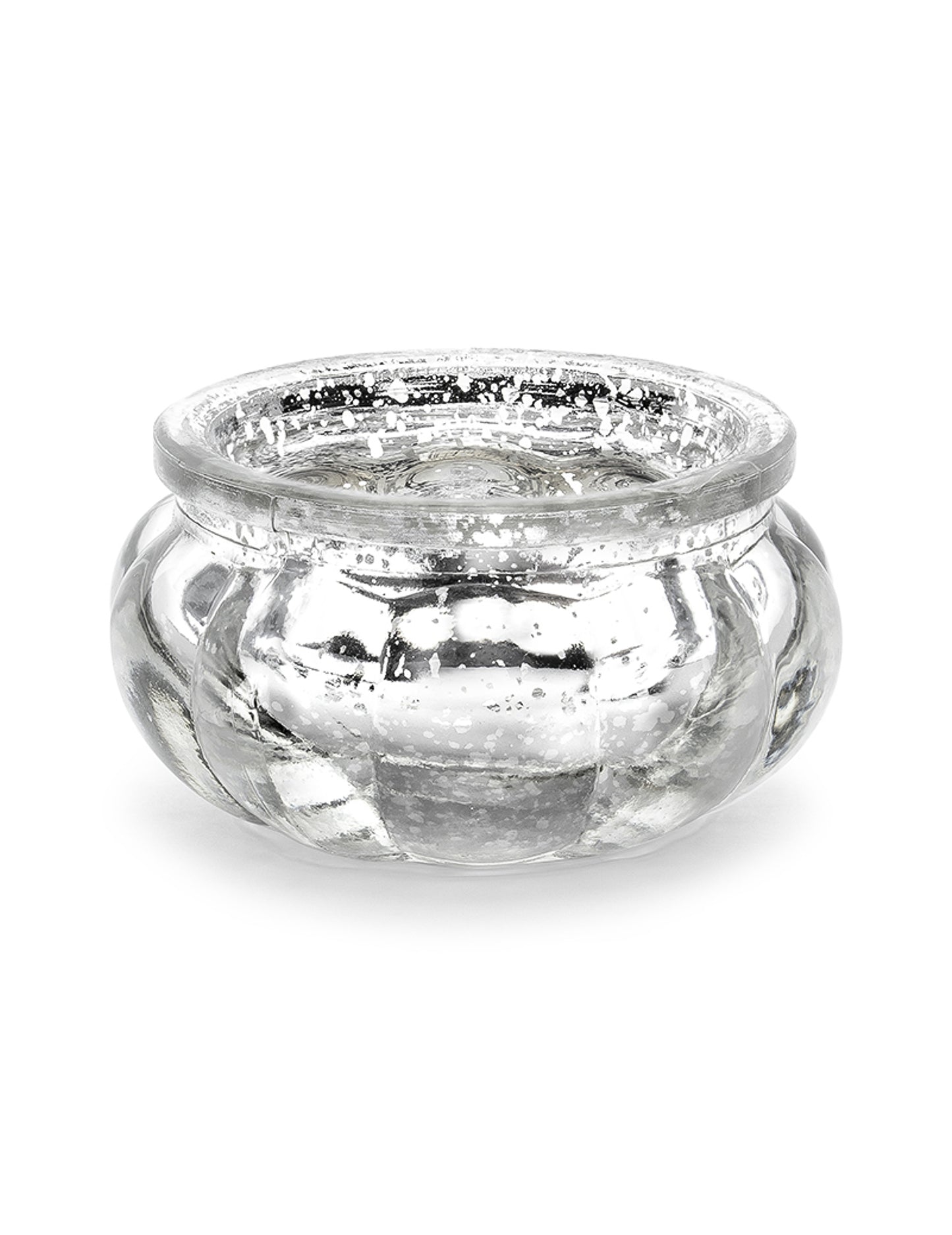 4 suporturi de lumânări din sticlă oglindită argintie, 6 x 3 cm pentru masă