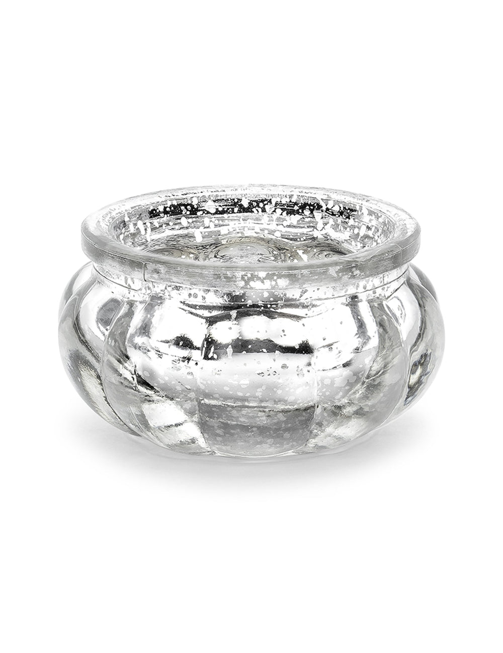 Photophore en verre miroir pour table argenté