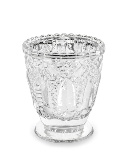 Photophore en verre de Noël transparent avec motifs en relief