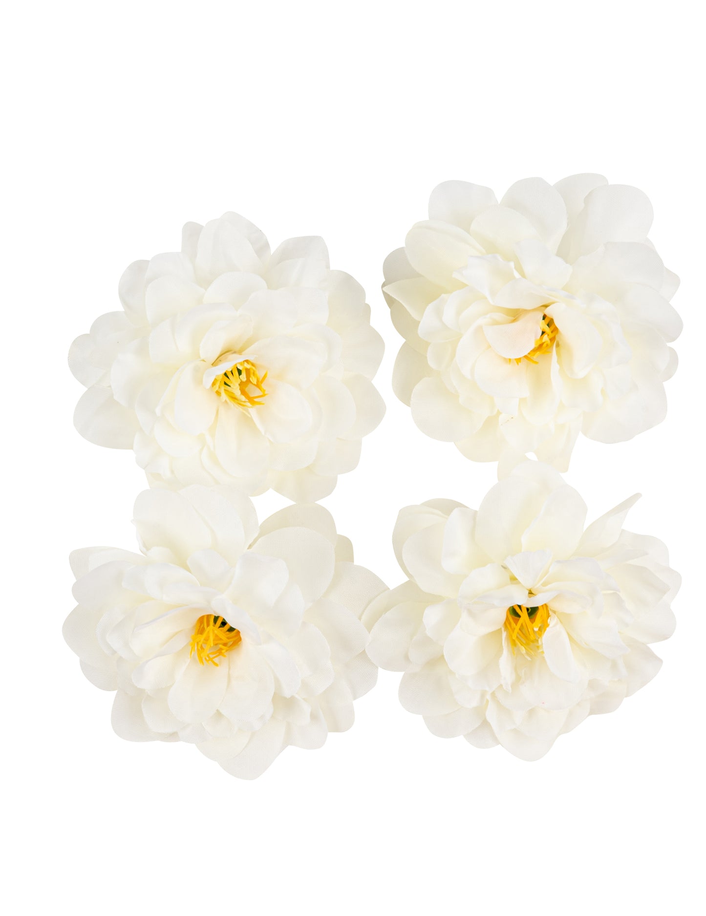 4 pivoines crème 9x9cm en tissu