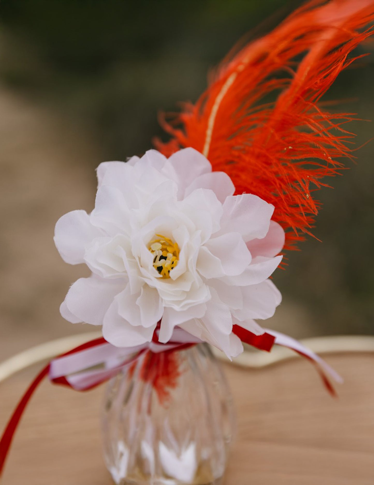 4 pivoines crème 9x9cm en tissu