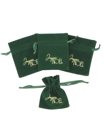 4 săculeți Crăciun Fericit din catifea verde închis și aurie 9,5 x 11,5 cm