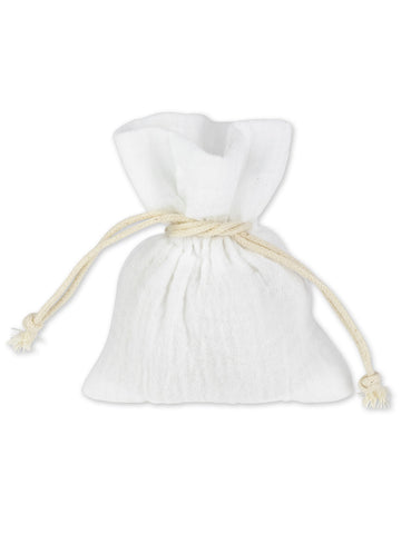 Pochon en mousseline de coton pour articles de fête blanc avec cordon