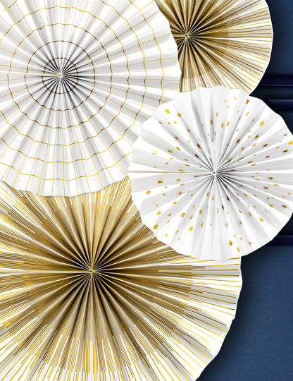 4 rozete decorative și de auriu de hârtie 23, 32, 40 cm