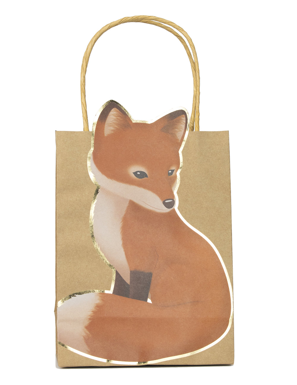 Gros plan sur l'illustration du sac cadeau woodland renard
