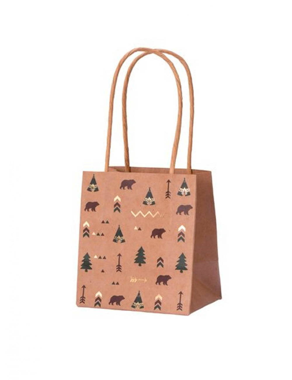 pungi cadou indian forest temă tipi kraft verde maro și aurire