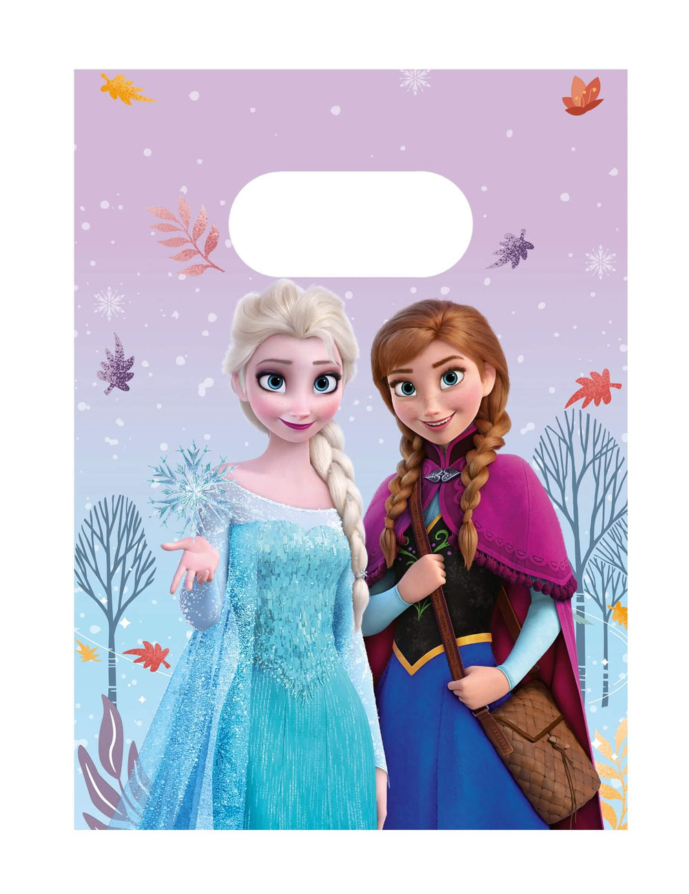 pungi cadou din hârtie Regatul De Gheață Frozen Idyllic Wonder pentru copil mov cu Elsa și Anna