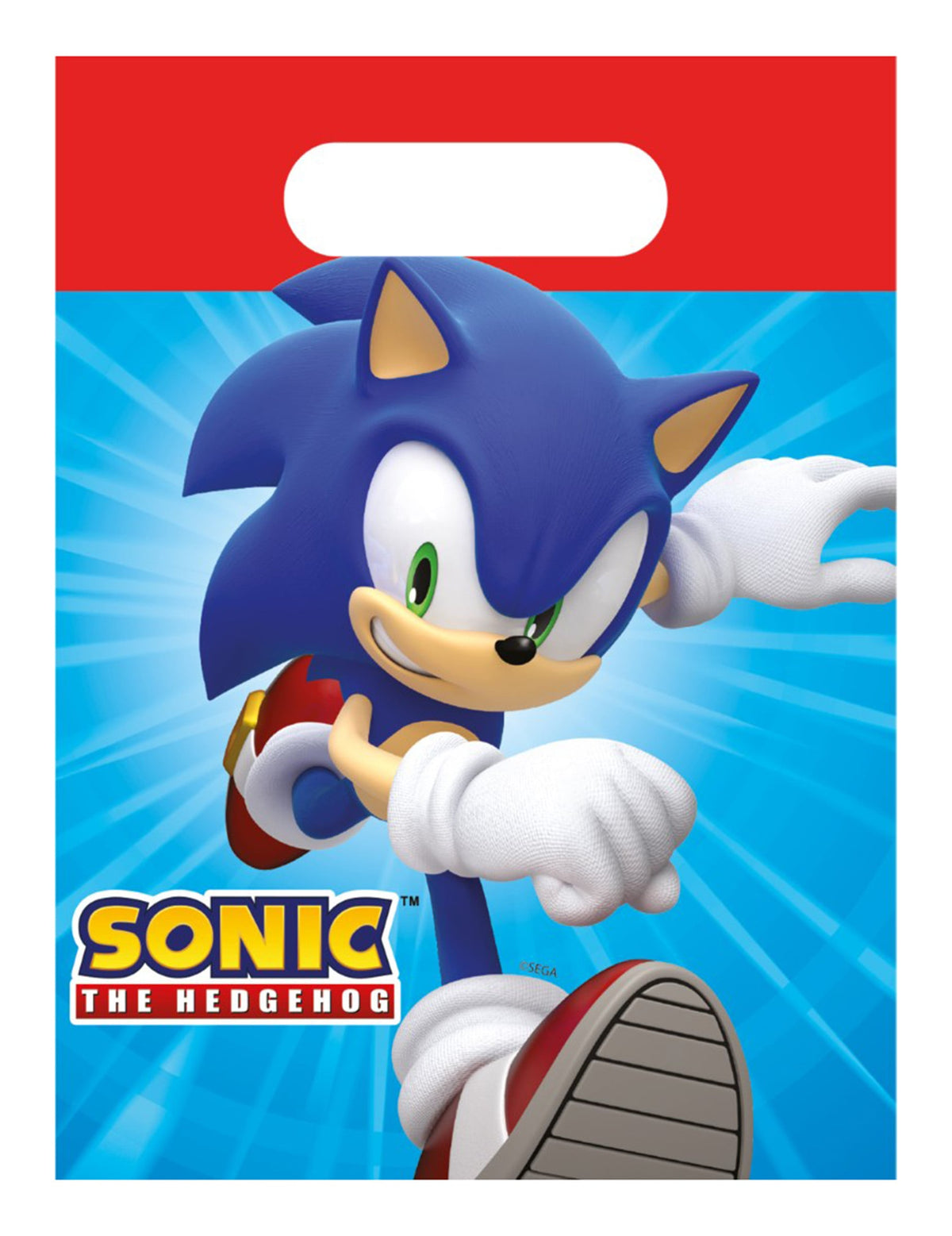 Sacs cadeaux papier Sonic pour enfant bleu et rouge