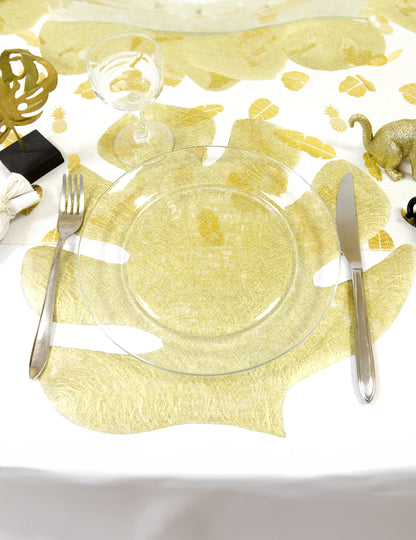 4 șervețele din material nețesut cu model auriu cu frunze tropicale, 40 x 35 cm cm pentru petrecere