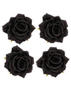 4 têtes de rose noires 9,5 x 5,5 cm