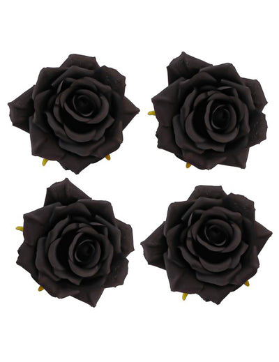 4 têtes de rose noires 9,5 x 5,5 cm