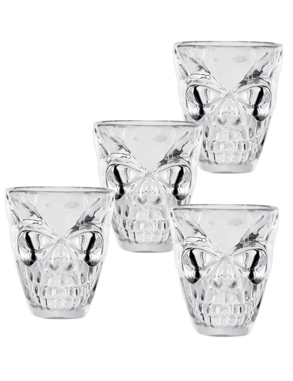 4 verres à shot tête de mort transparents
